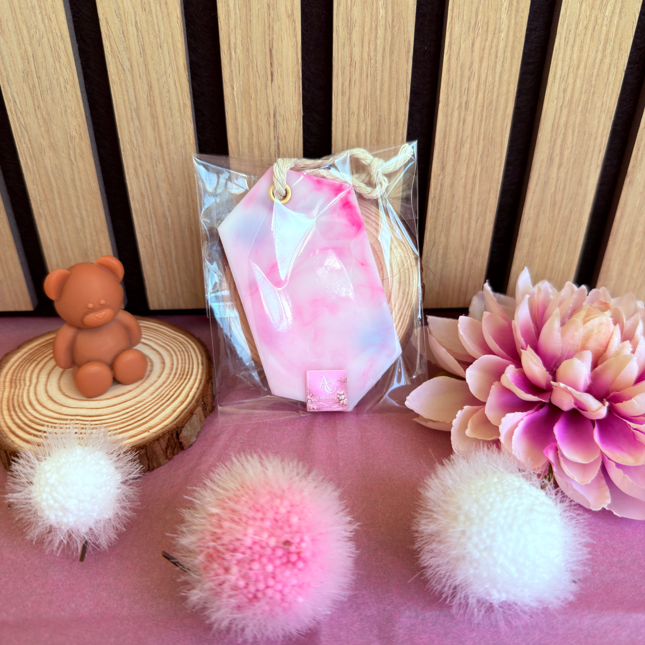 Suspension Parfumée Bois de Rose – Cire de soja naturelle