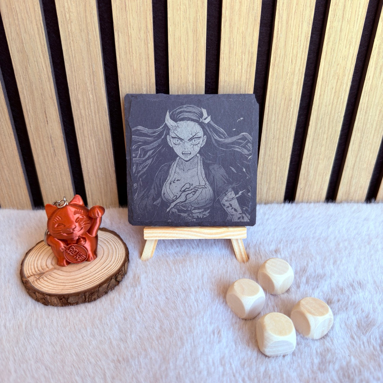 Nezuko – Gravure sur ardoise sous verre personnalisée