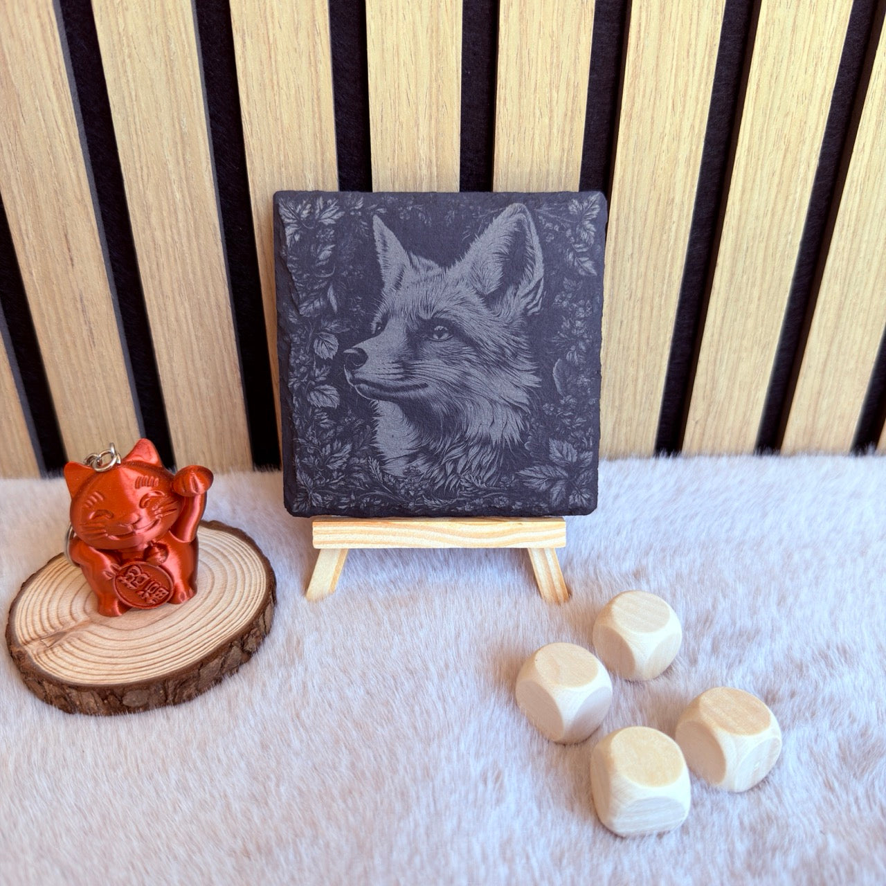 Renard – Gravure sur ardoise sous verre personnalisée